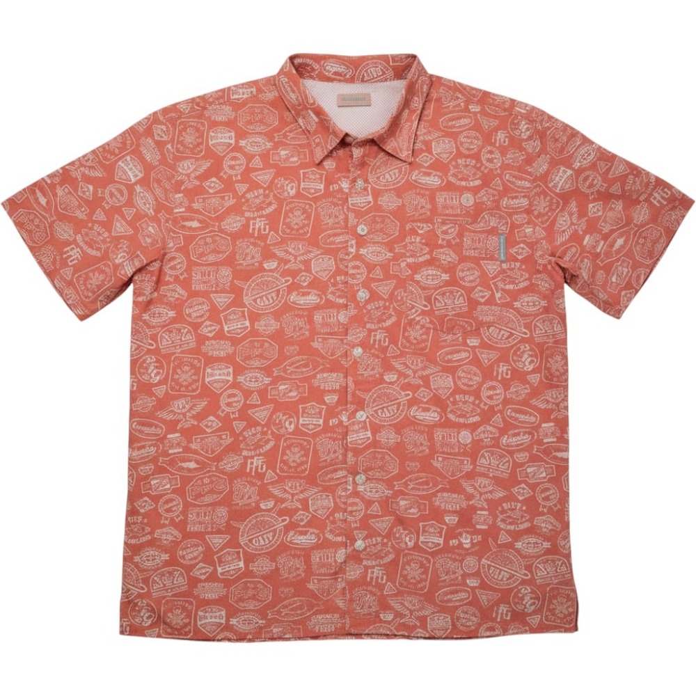 Columbia PFG Short Sleeve‎ Shirt Size Medium Pink Fishing Button Down Vented